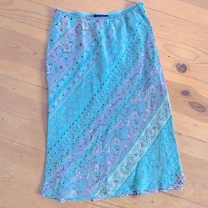 The Limited 100% silk skirt XS Lavender, pink, and turquoise blue light and airy